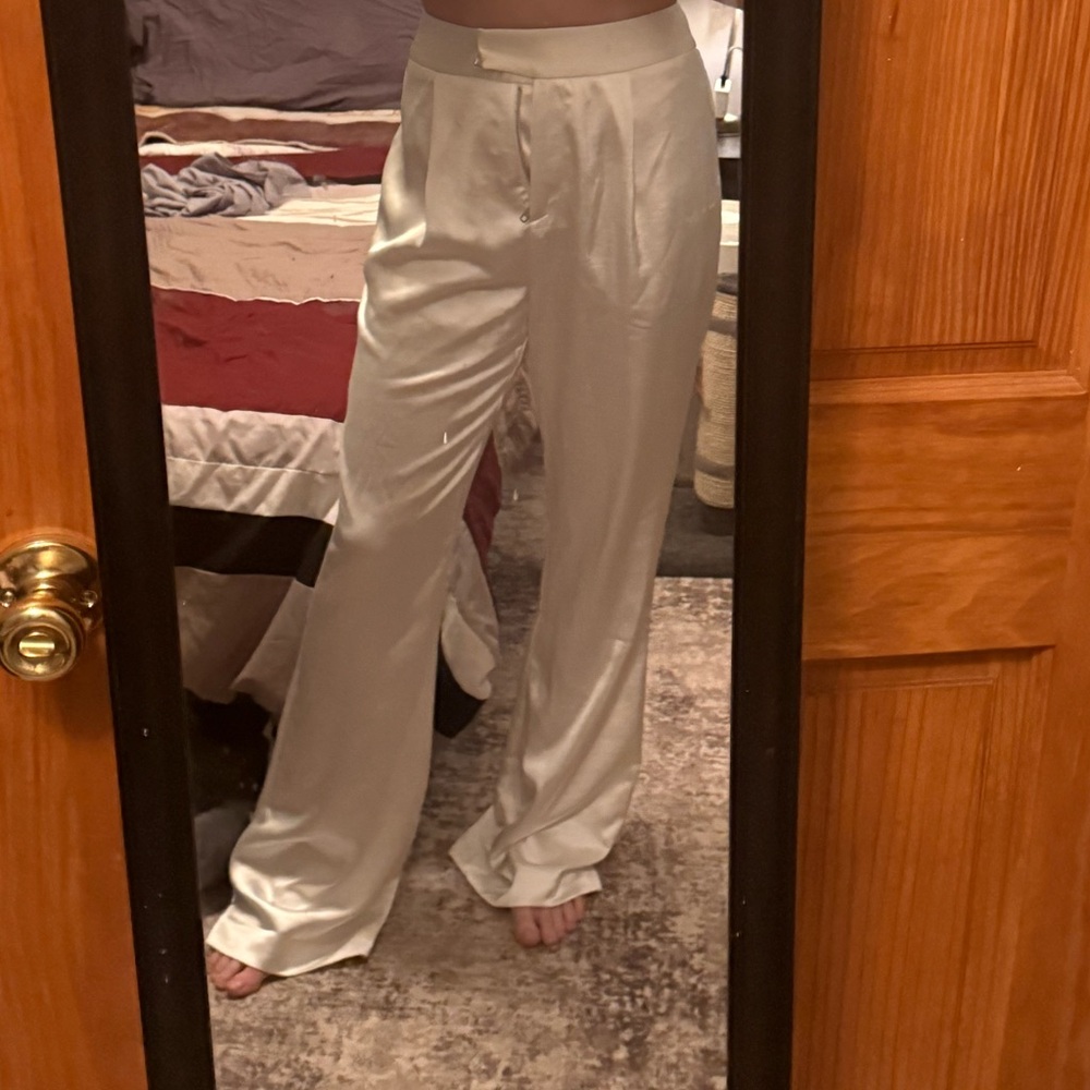 Lovers + Friends Cream Satin Pants